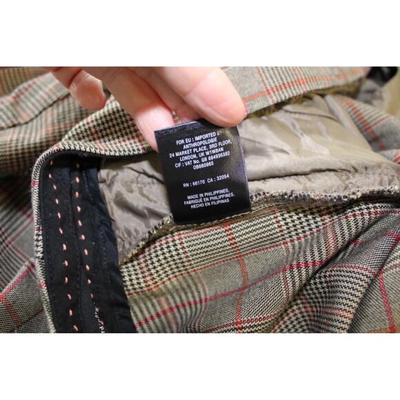 Anthropologie The Essential Slim Crop Pants Check Plaid Chino Office Size 12 - Picture 11 of 11